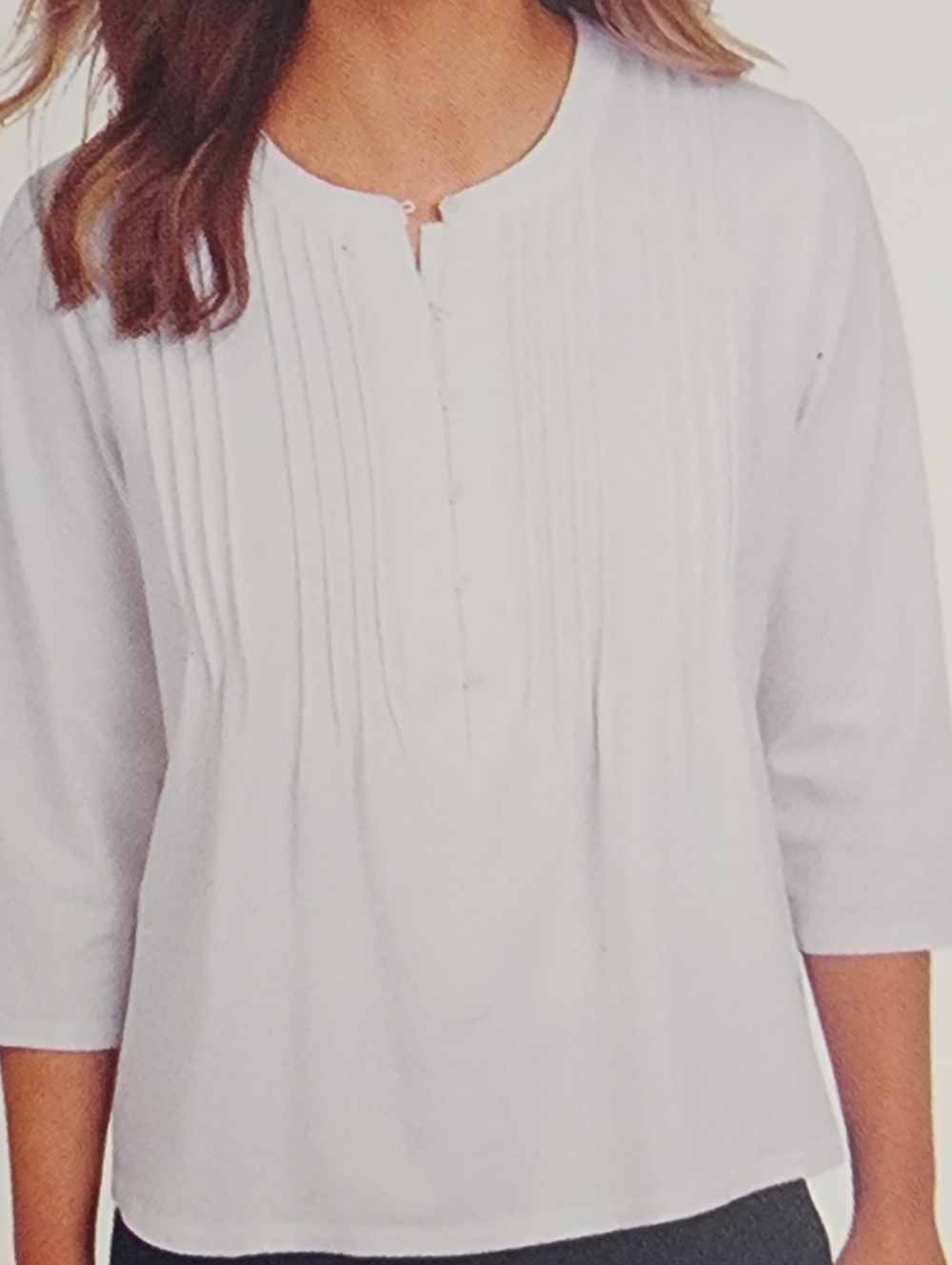 Lands' End White Pintuck Button-Front Top